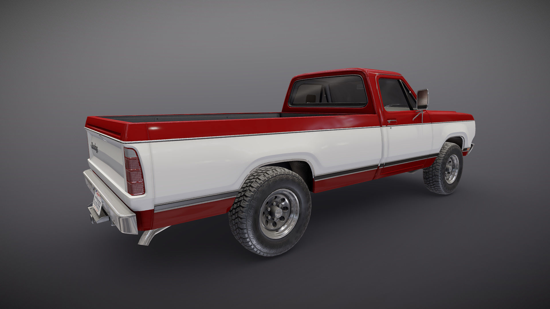 79 Dodge pickup truck Low-poly 3D model_19