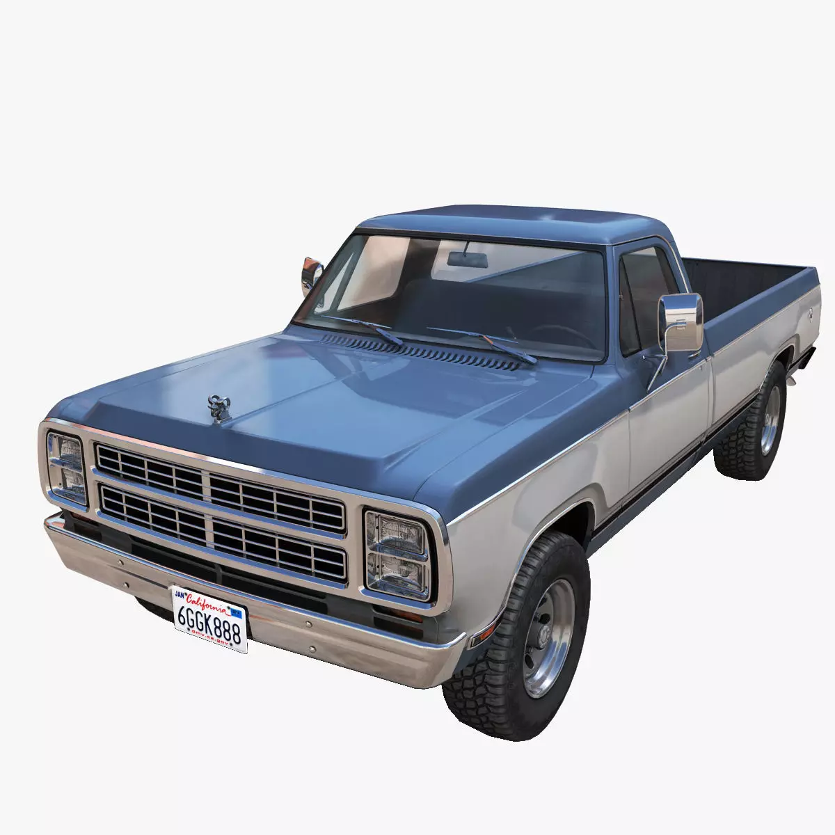 79 Dodge pickup truck Low-poly 3D model_0