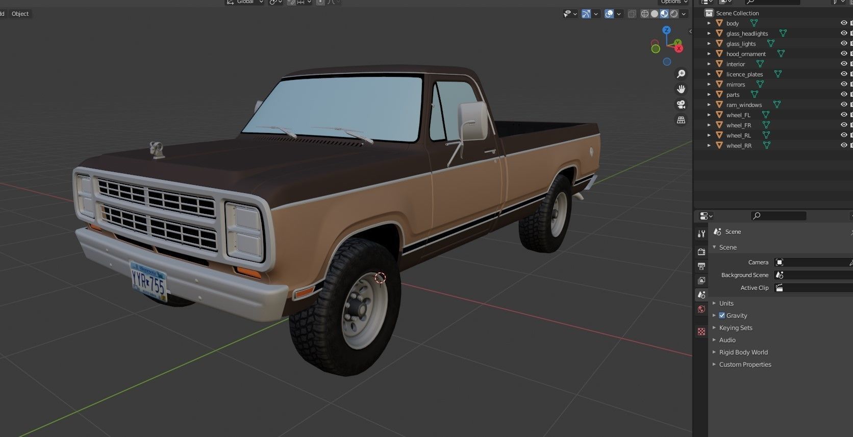 79 Dodge pickup truck Low-poly 3D model_39
