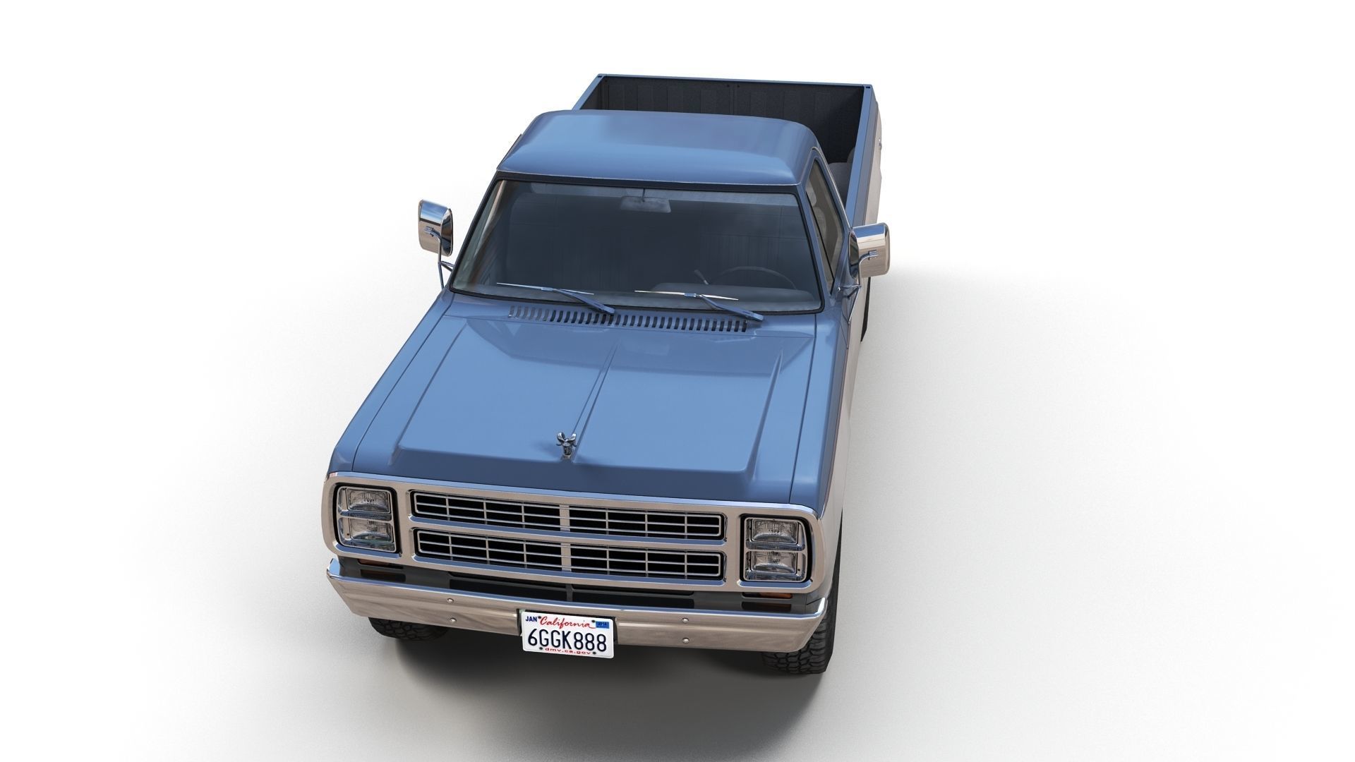 79 Dodge pickup truck Low-poly 3D model_8