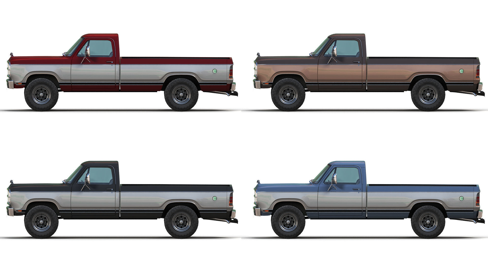 79 Dodge pickup truck Low-poly 3D model_1