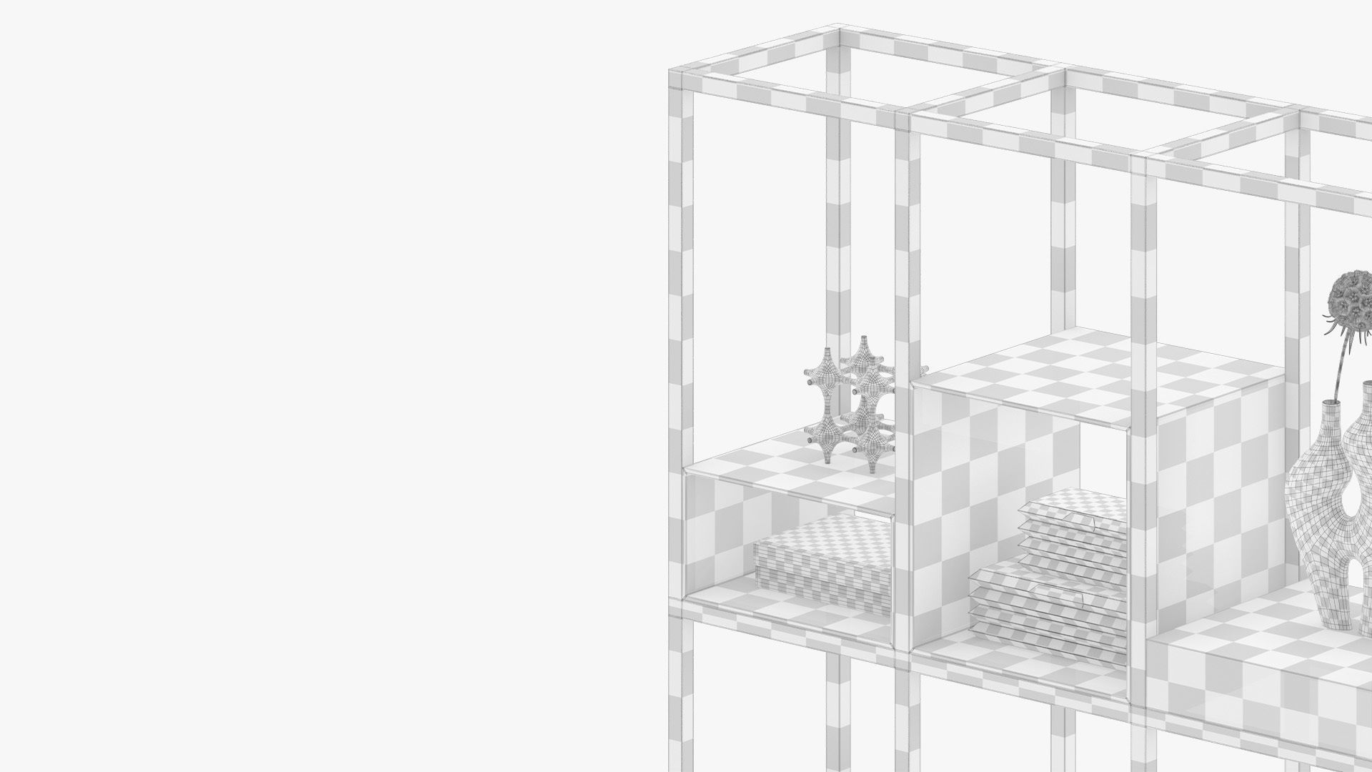 Open metal shelving with acrylic inserts 3D model_6