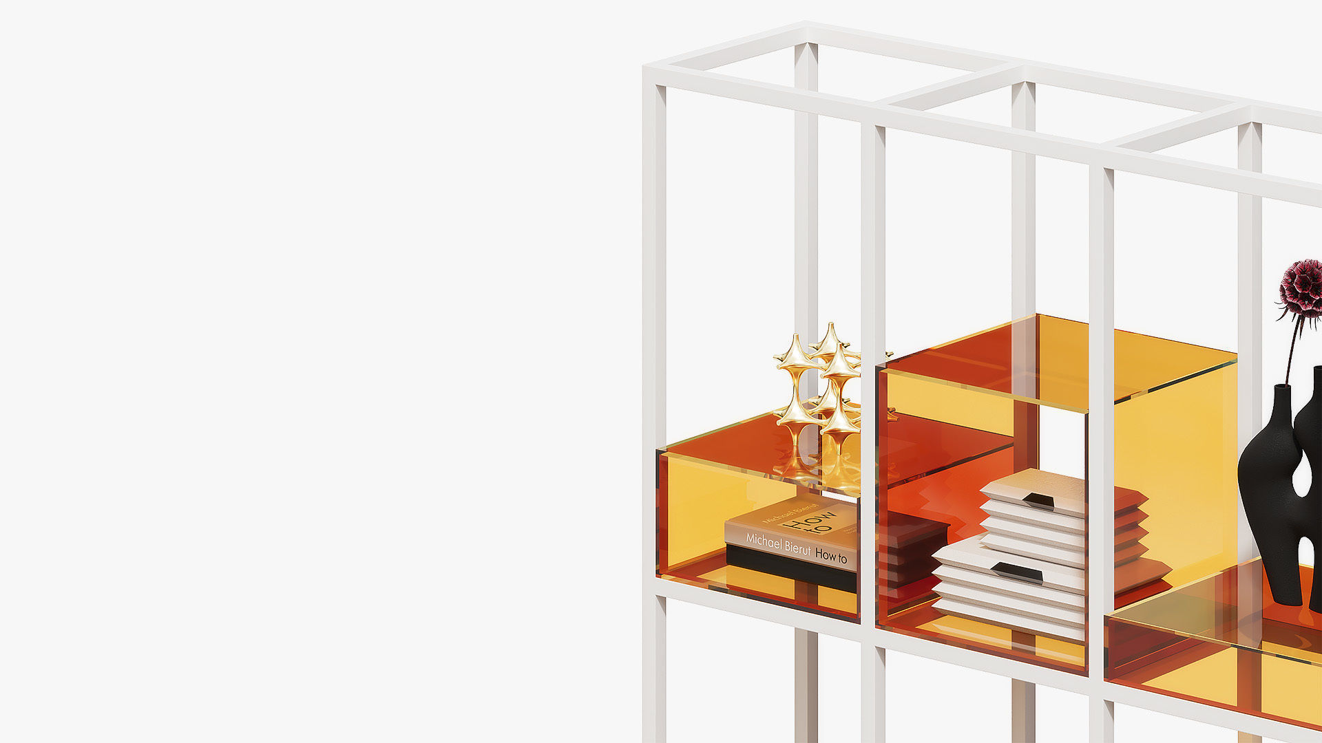 Open metal shelving with acrylic inserts 3D model_2