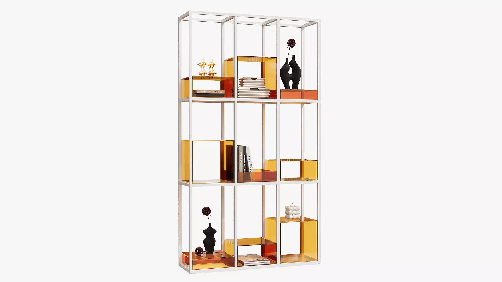 Open metal shelving with acrylic inserts 3D model_0