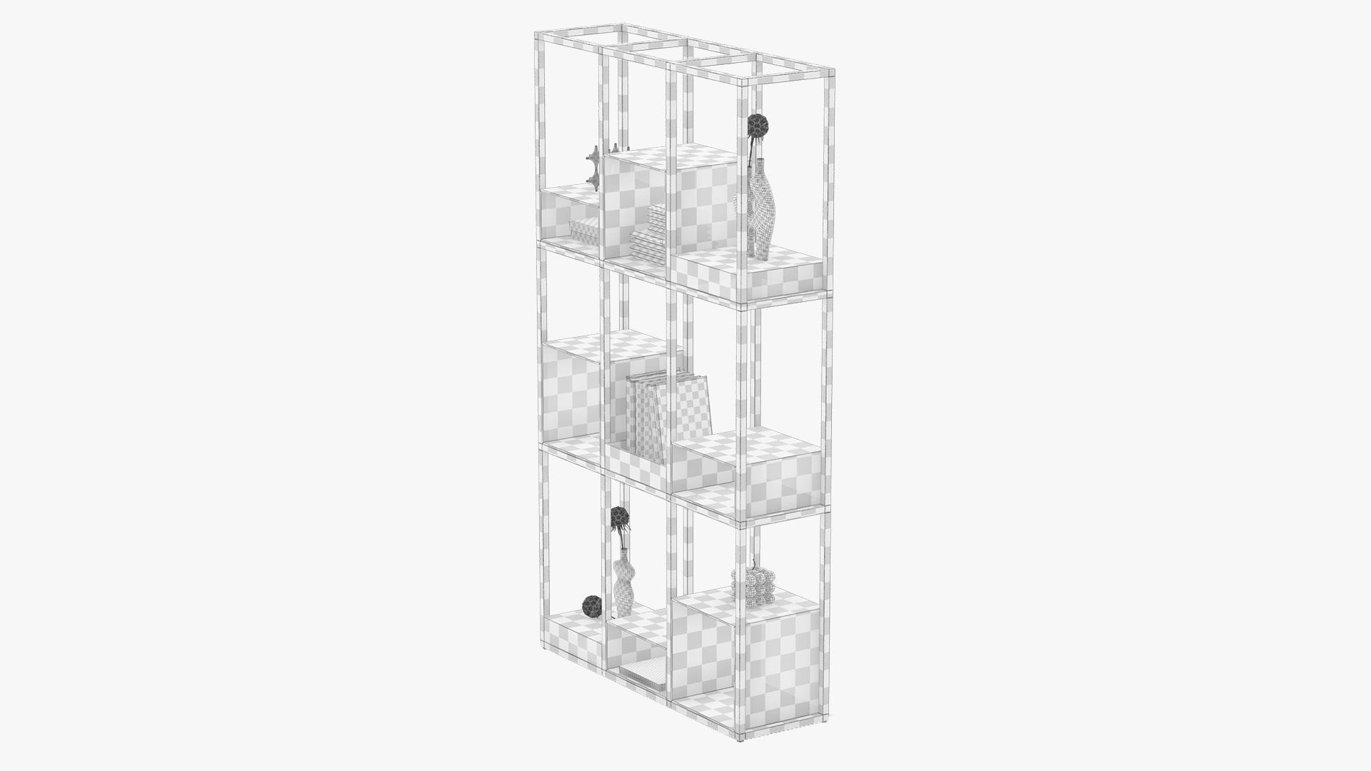 Open metal shelving with acrylic inserts 3D model_5
