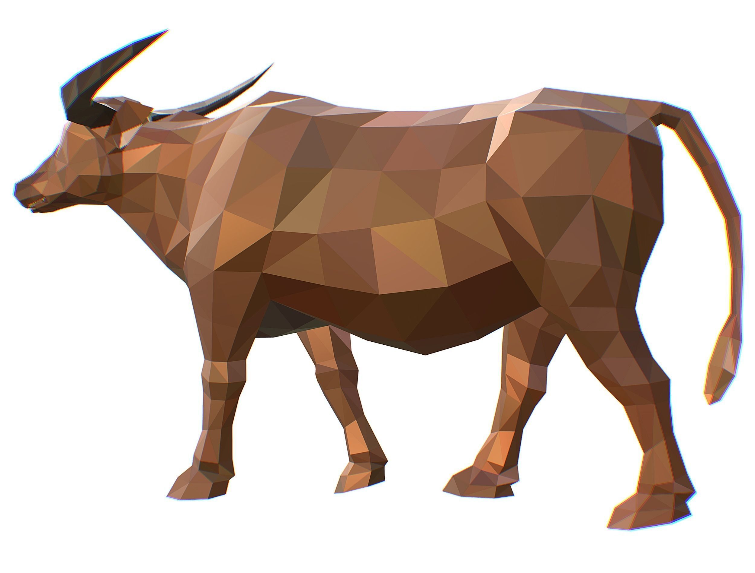 Animated Thai Bull Lowpoly Art Style Low-poly 3D model_33