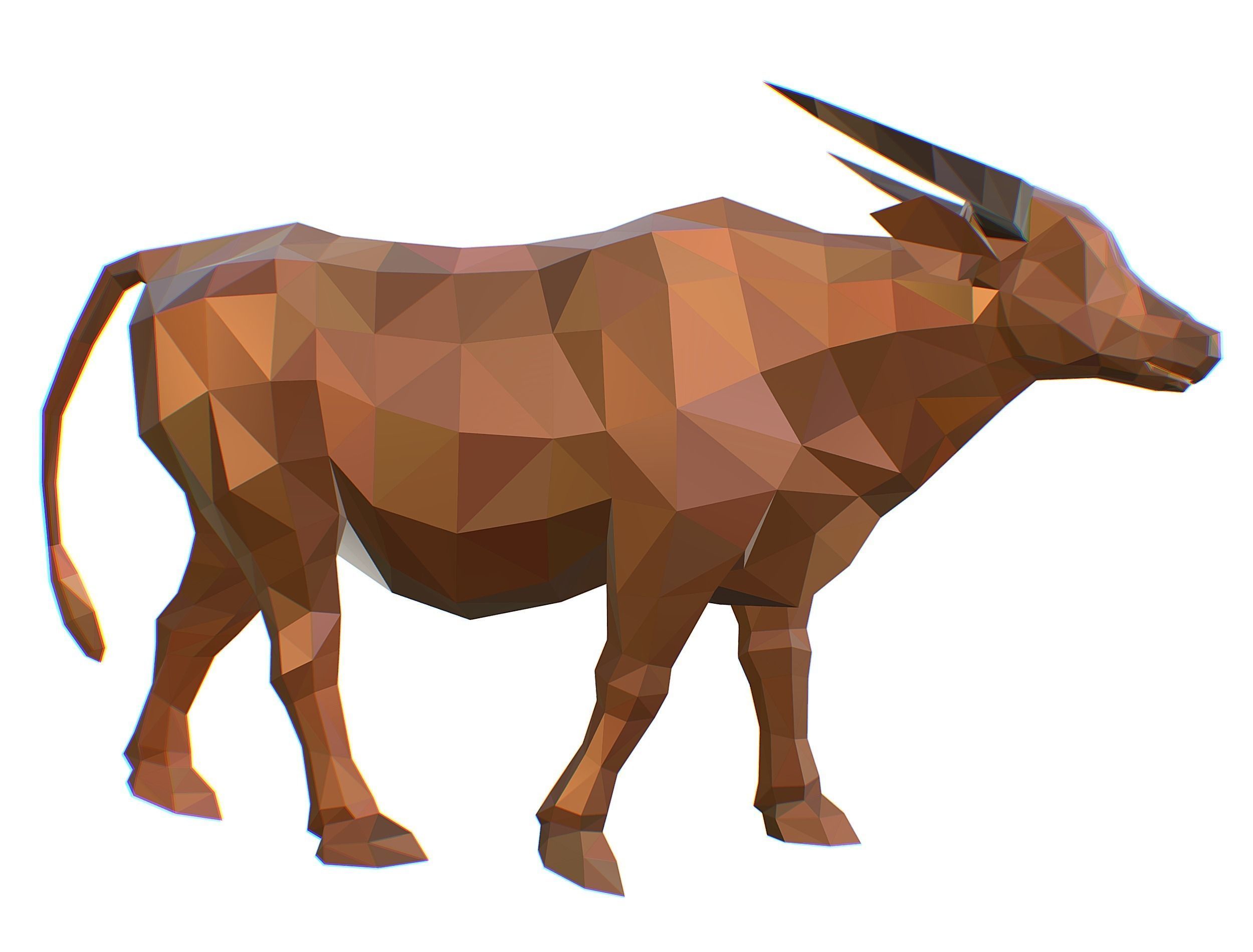 Animated Thai Bull Lowpoly Art Style Low-poly 3D model_1