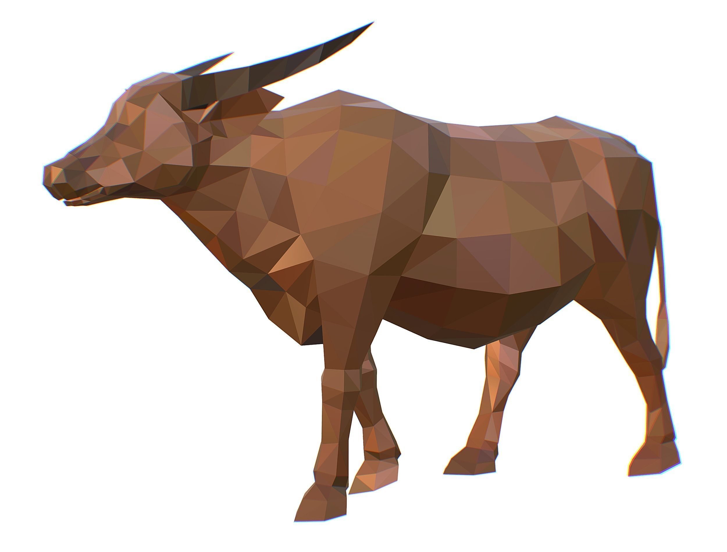 Animated Thai Bull Lowpoly Art Style Low-poly 3D model_37