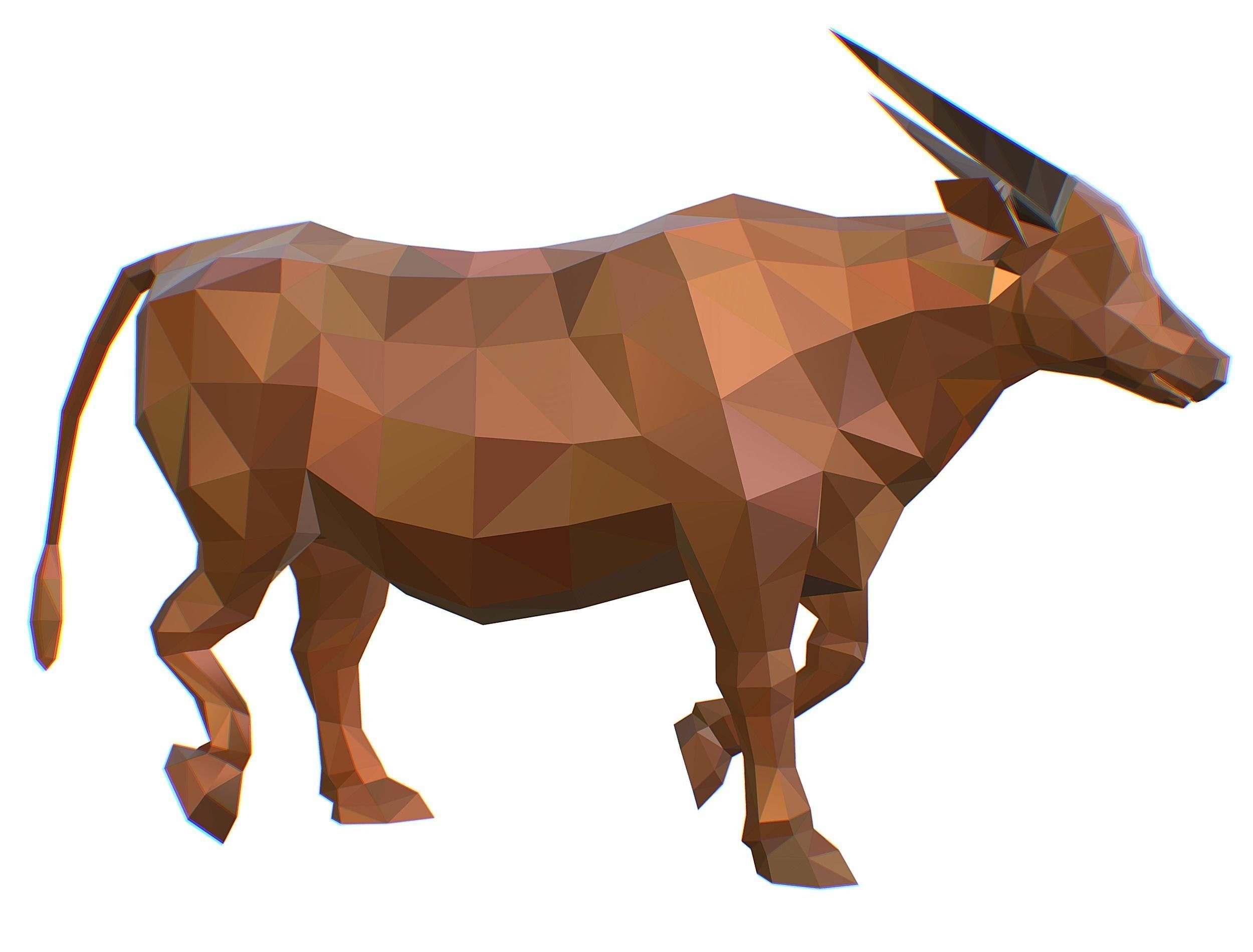 Animated Thai Bull Lowpoly Art Style Low-poly 3D model_16