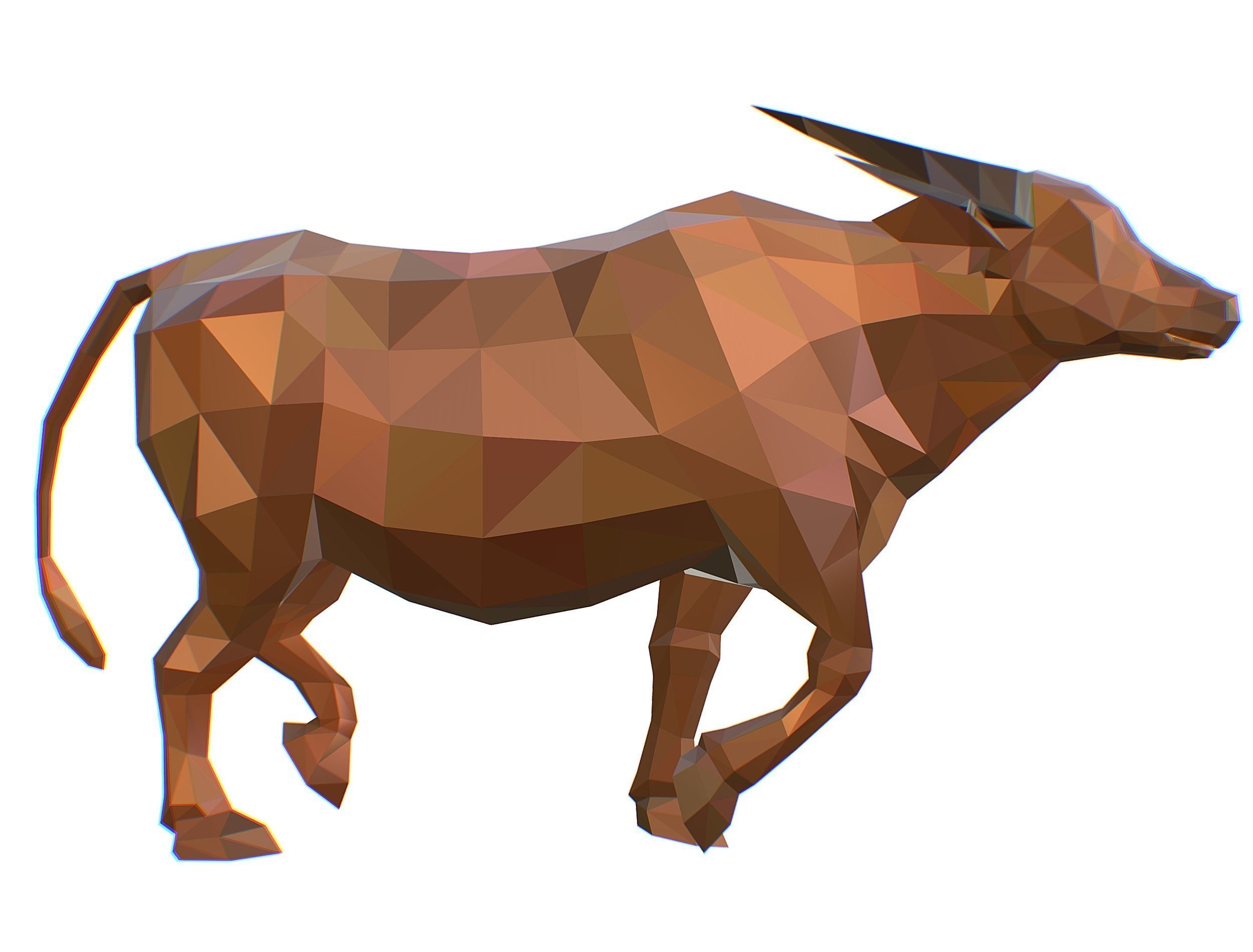 Animated Thai Bull Lowpoly Art Style Low-poly 3D model_8