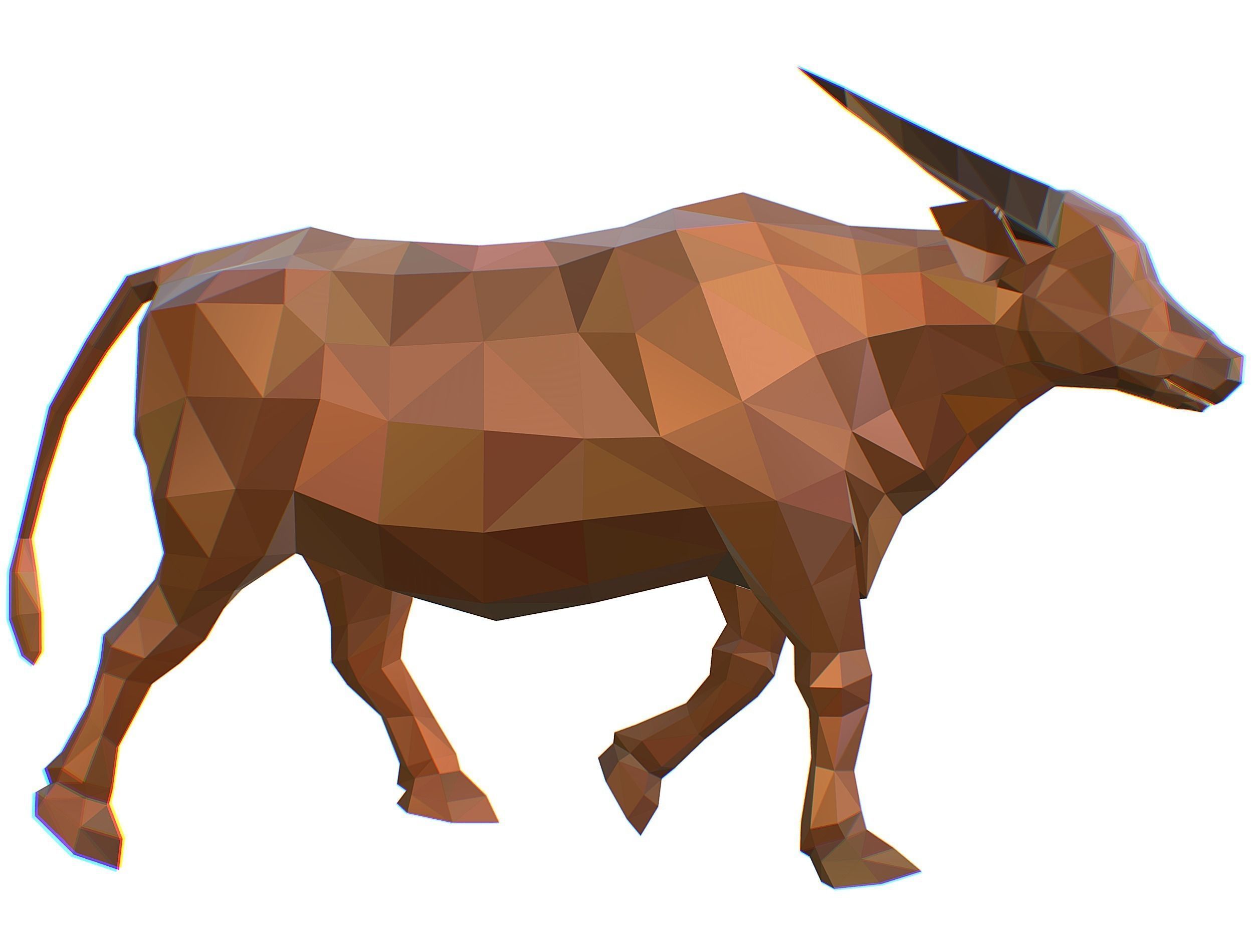 Animated Thai Bull Lowpoly Art Style Low-poly 3D model_13