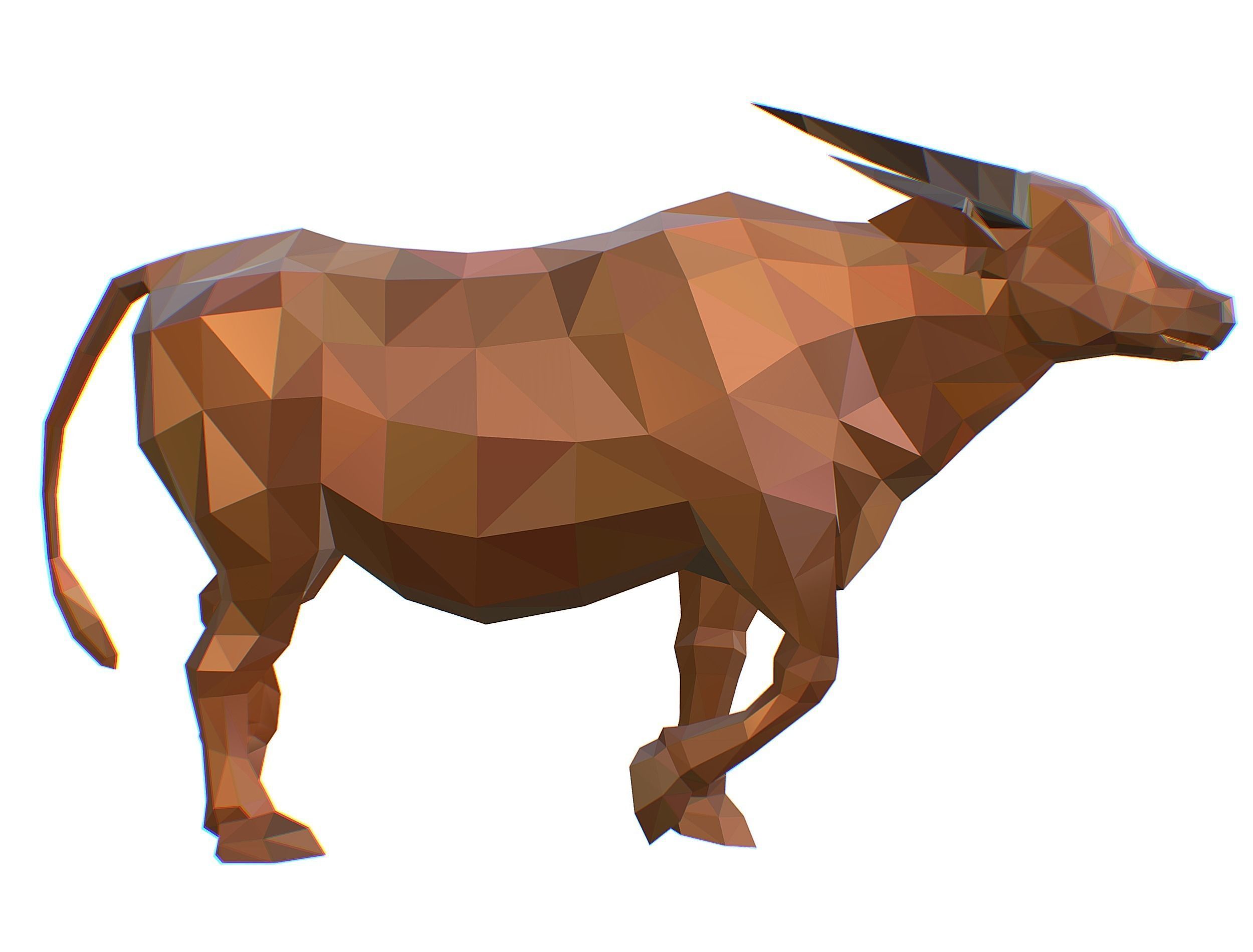 Animated Thai Bull Lowpoly Art Style Low-poly 3D model_6