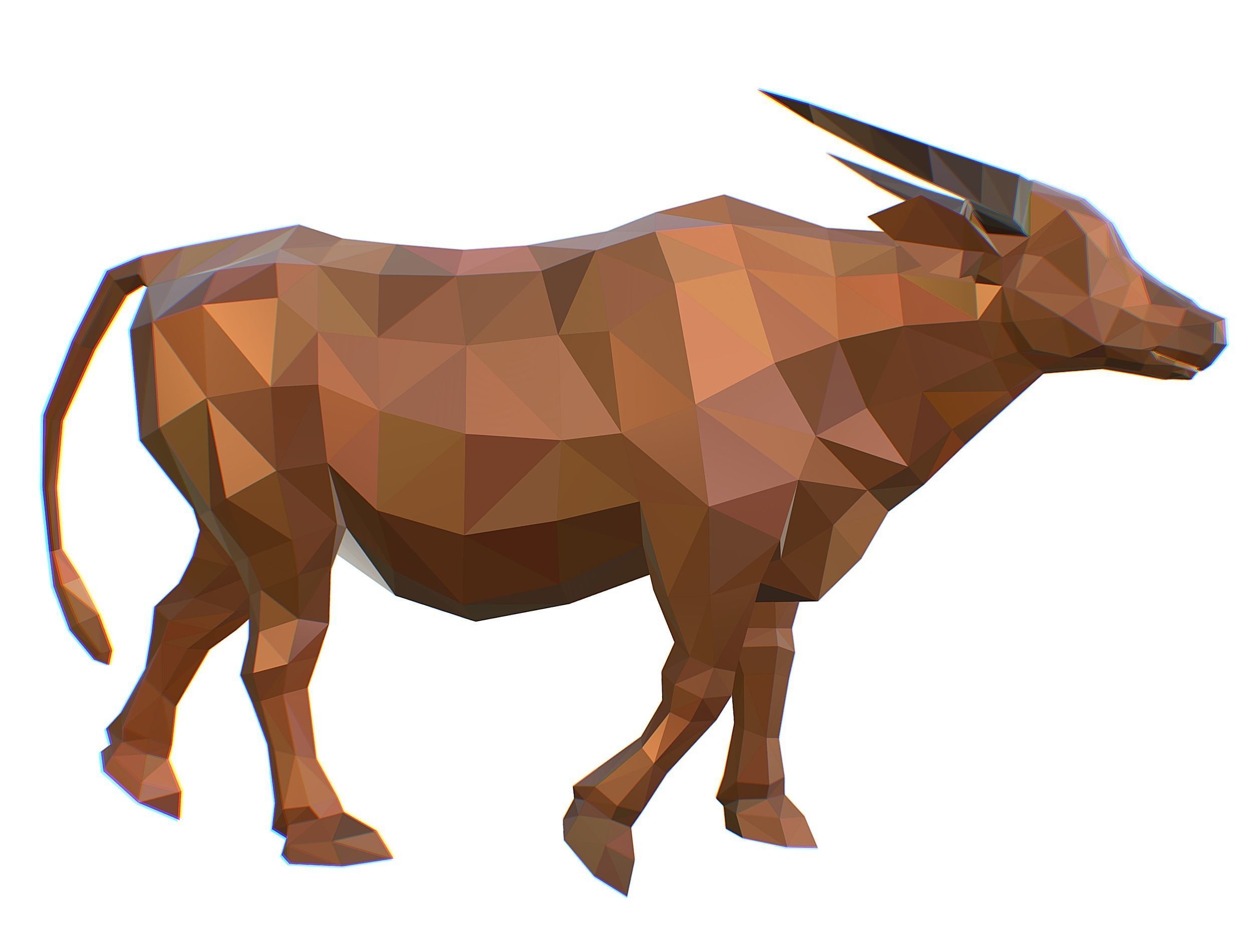 Animated Thai Bull Lowpoly Art Style Low-poly 3D model_3