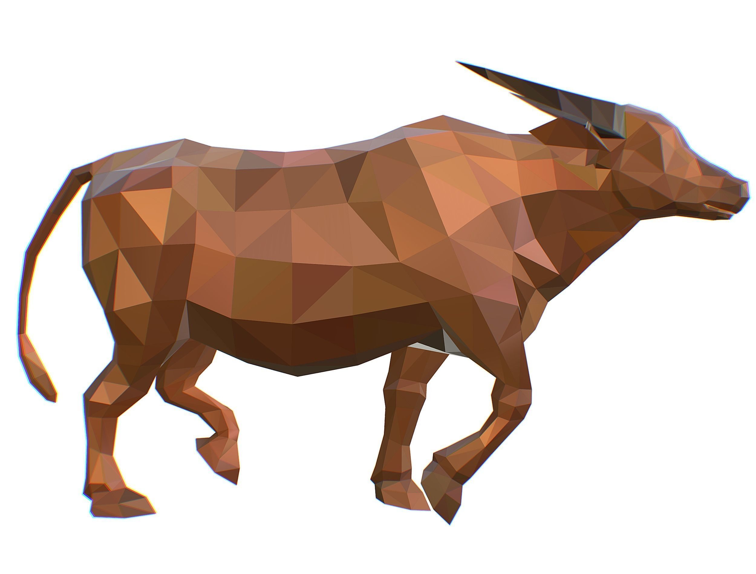 Animated Thai Bull Lowpoly Art Style Low-poly 3D model_9