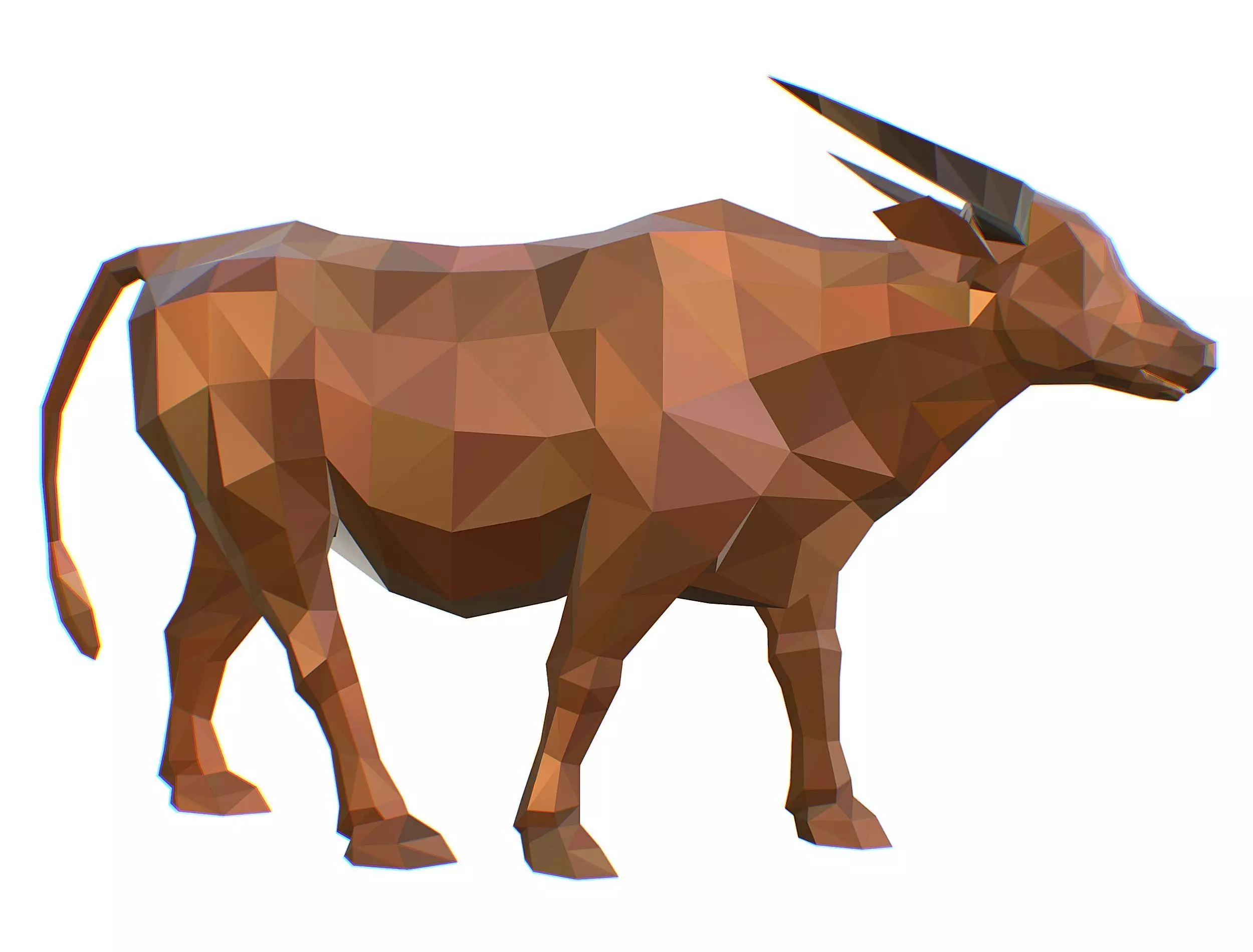 Animated Thai Bull Lowpoly Art Style Low-poly 3D model_0