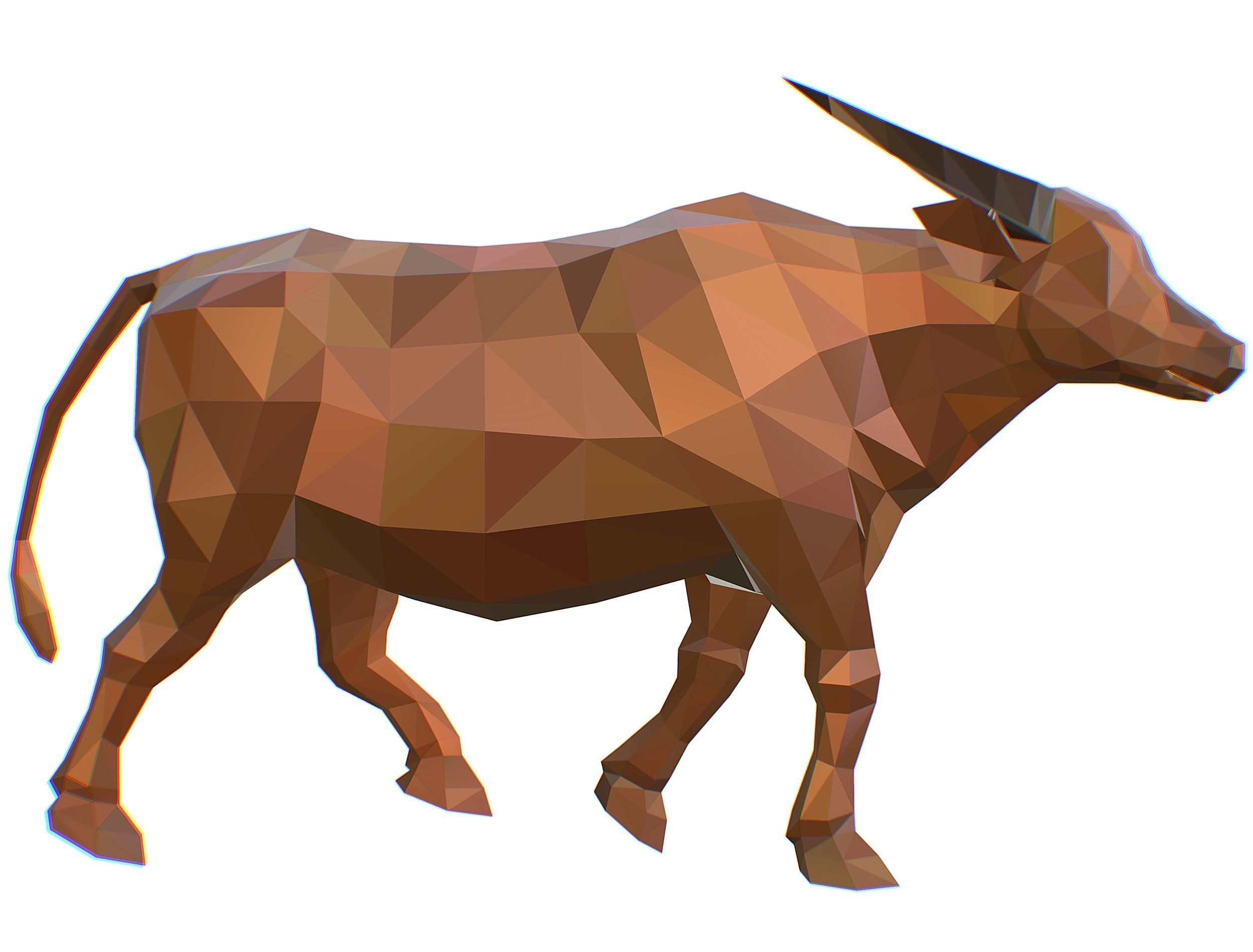 Animated Thai Bull Lowpoly Art Style Low-poly 3D model_12