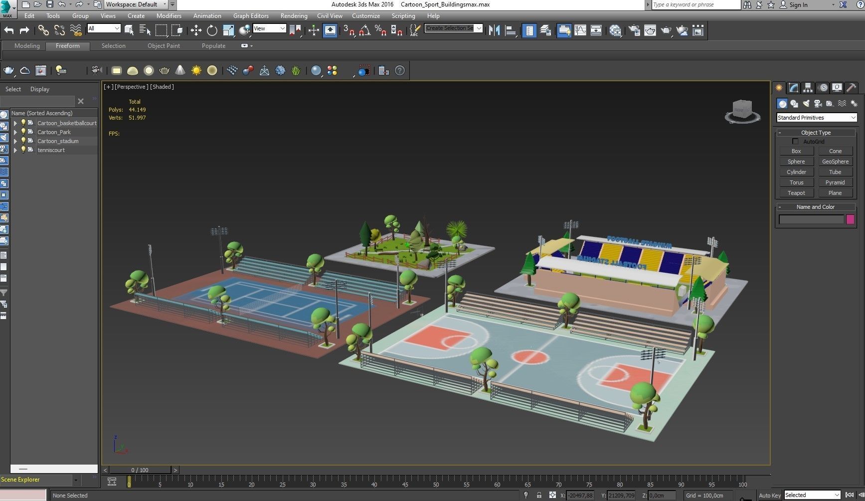 Cartoon Sport Buildings pack Low-poly 3D model_32