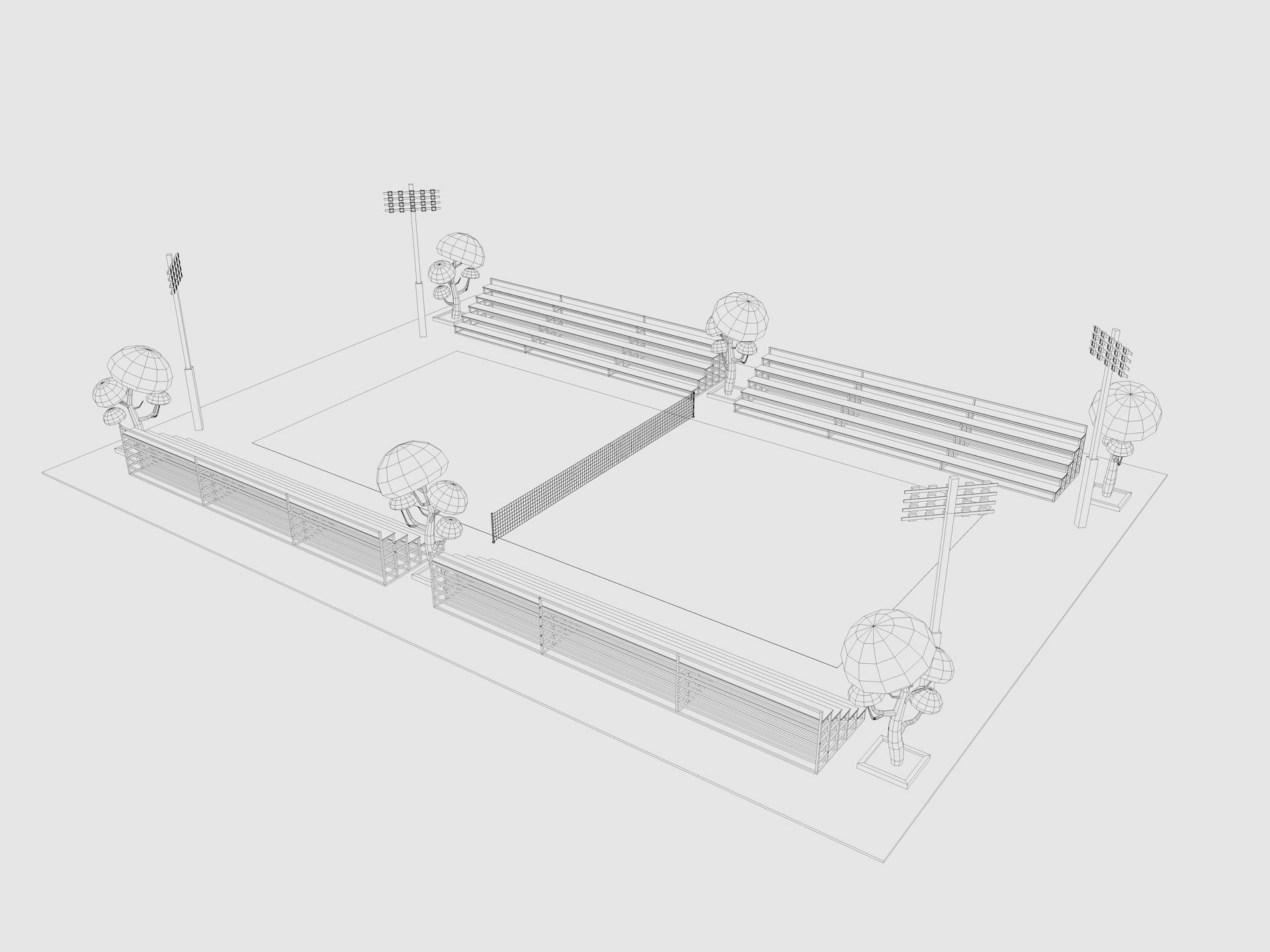 Cartoon Sport Buildings pack Low-poly 3D model_23