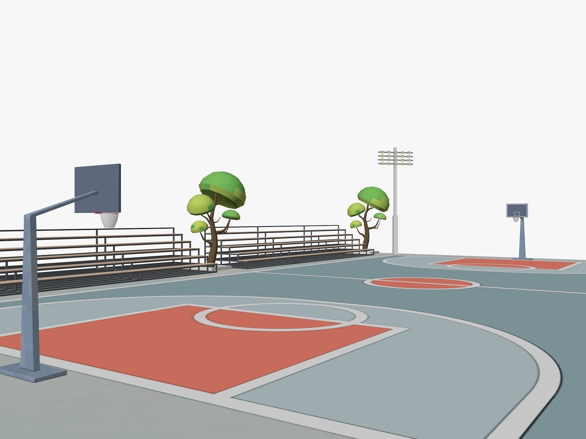 Cartoon Sport Buildings pack Low-poly 3D model_9