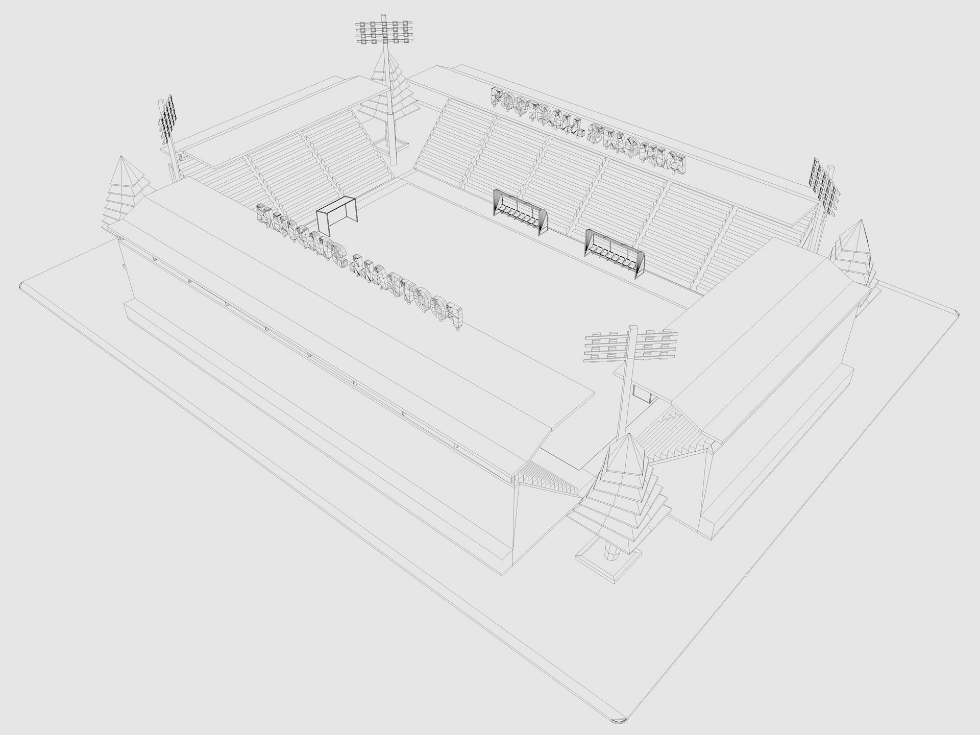 Cartoon Sport Buildings pack Low-poly 3D model_17