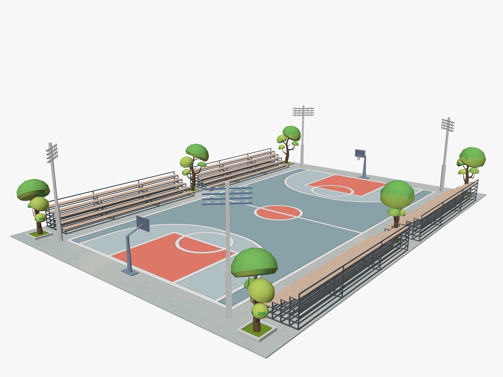 Cartoon Sport Buildings pack Low-poly 3D model_7
