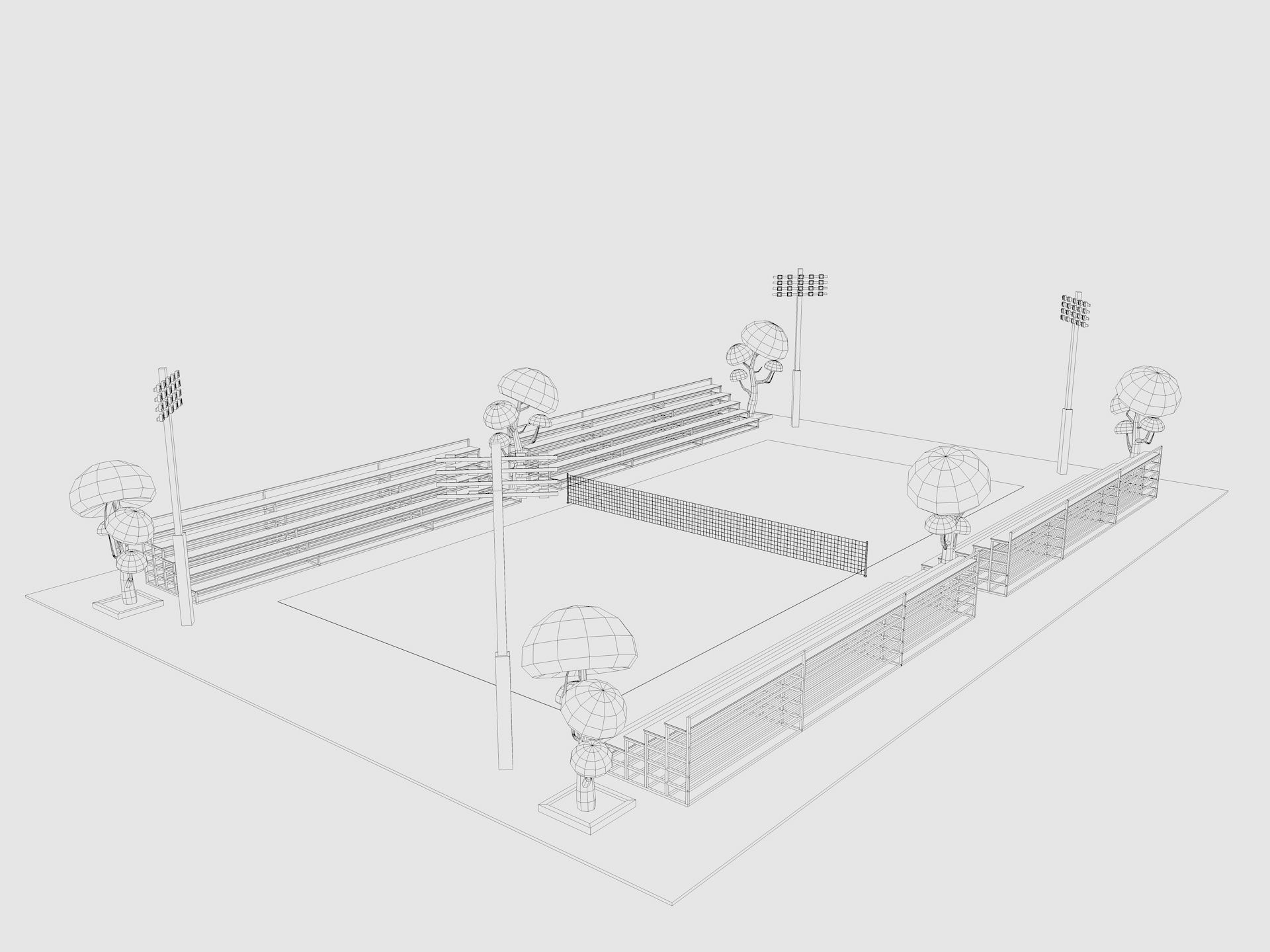 Cartoon Sport Buildings pack Low-poly 3D model_25