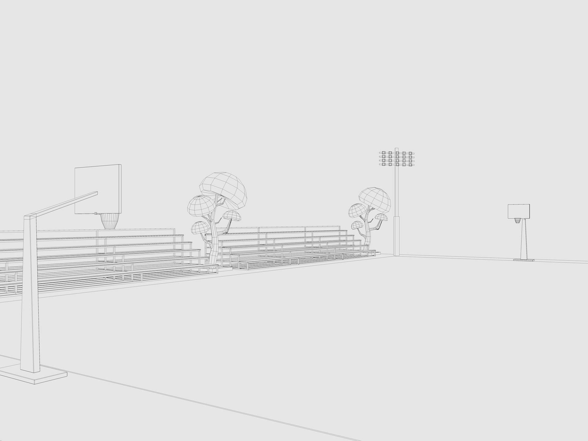 Cartoon Sport Buildings pack Low-poly 3D model_11