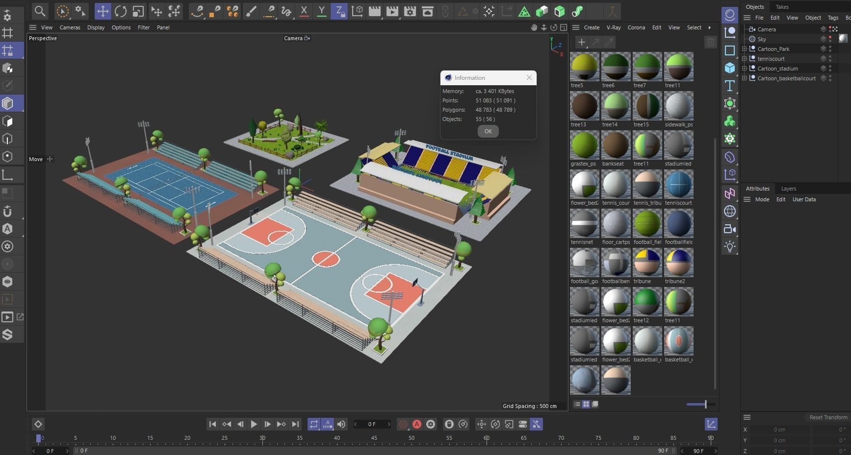 Cartoon Sport Buildings pack Low-poly 3D model_31