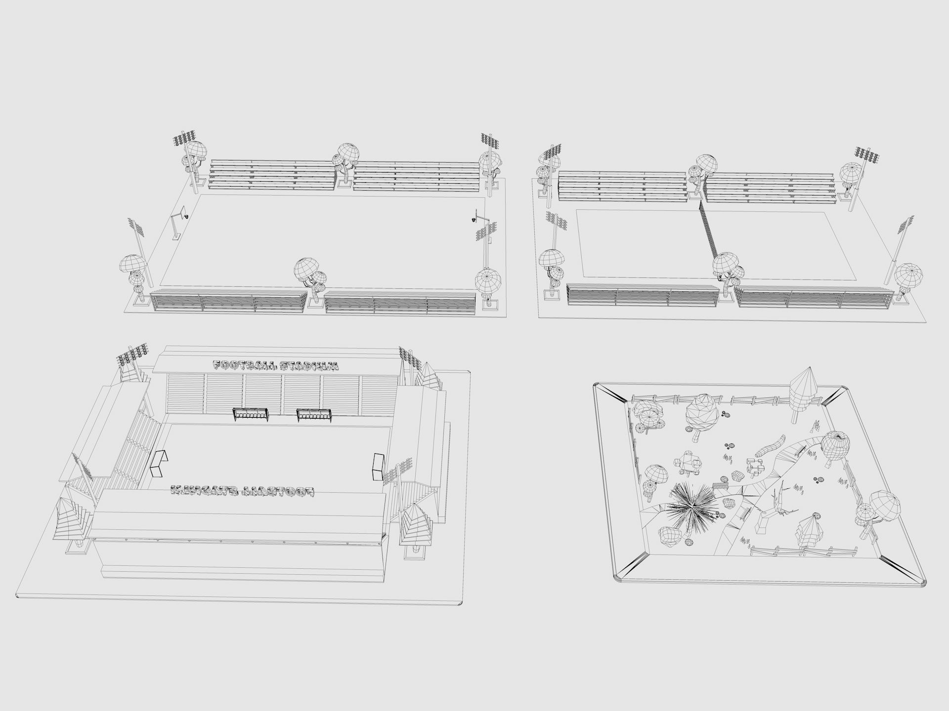 Cartoon Sport Buildings pack Low-poly 3D model_5