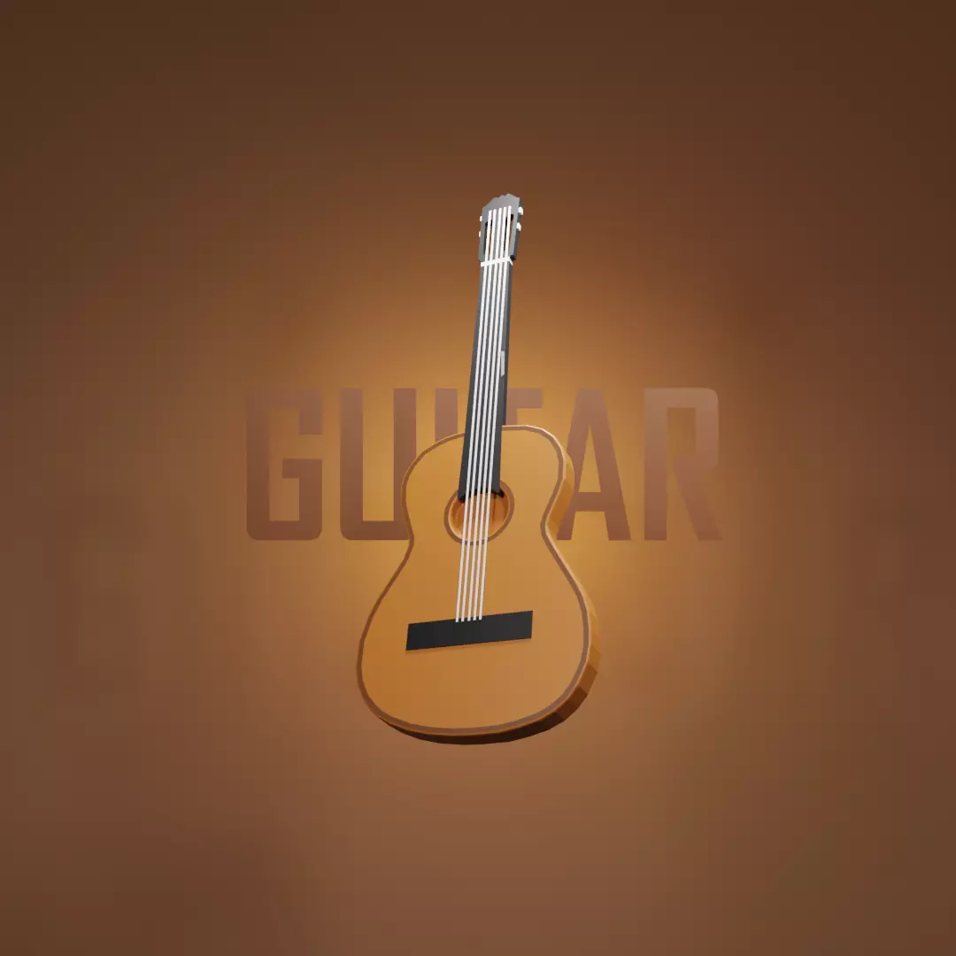 Guitar low poly Free low-poly 3D model