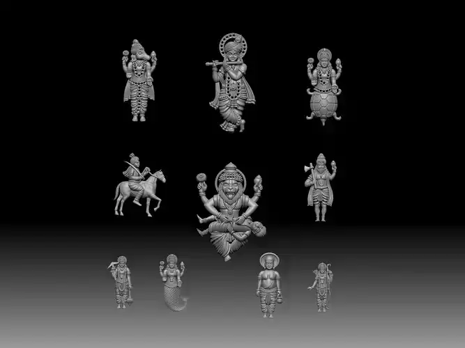 Dashavatara hindu gods idol for printing 