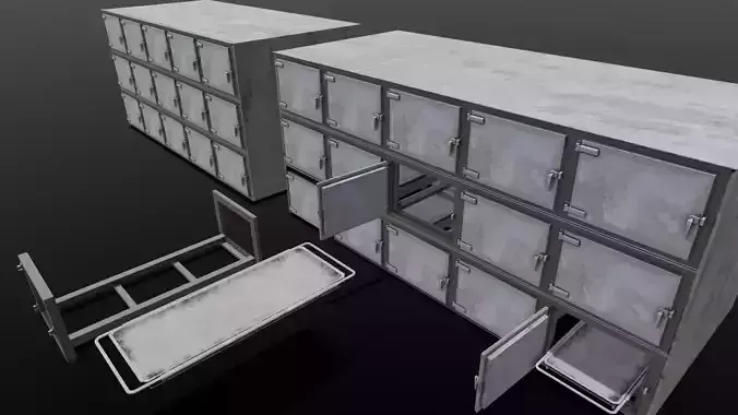 Mortuary Storage Racks 3D Model Low-poly 3D model