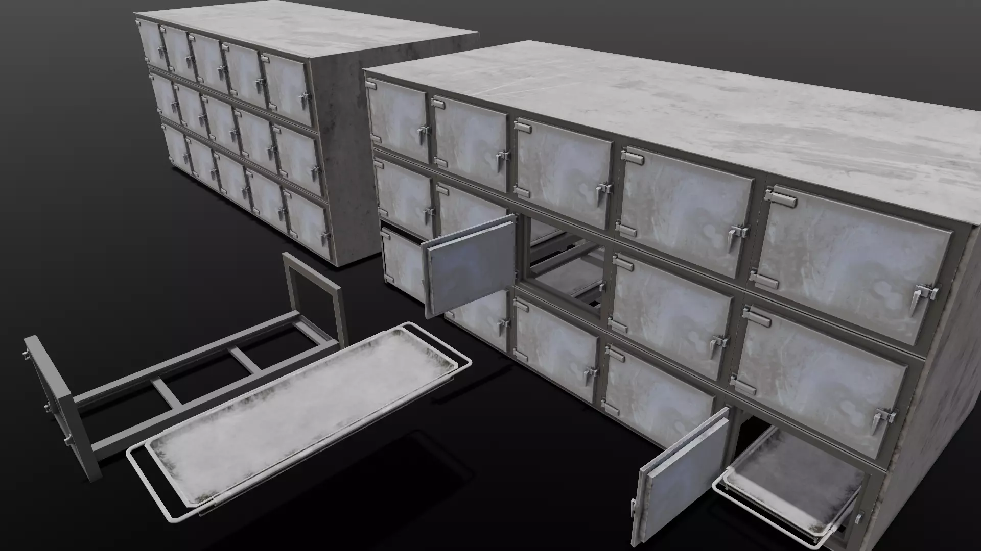 Mortuary Storage Racks 3D Model Low-poly 3D model_0
