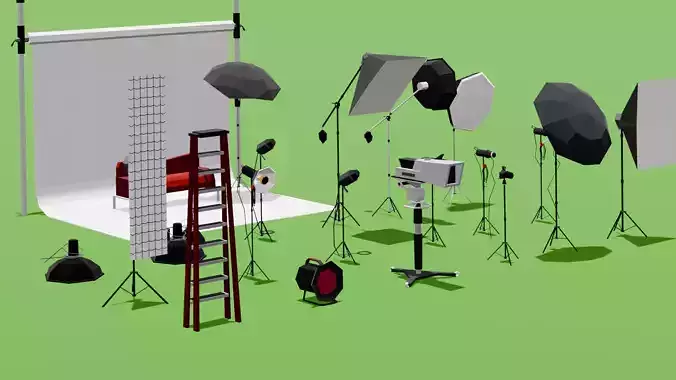 Photo Studio Lowpoly Low-poly 3D model
