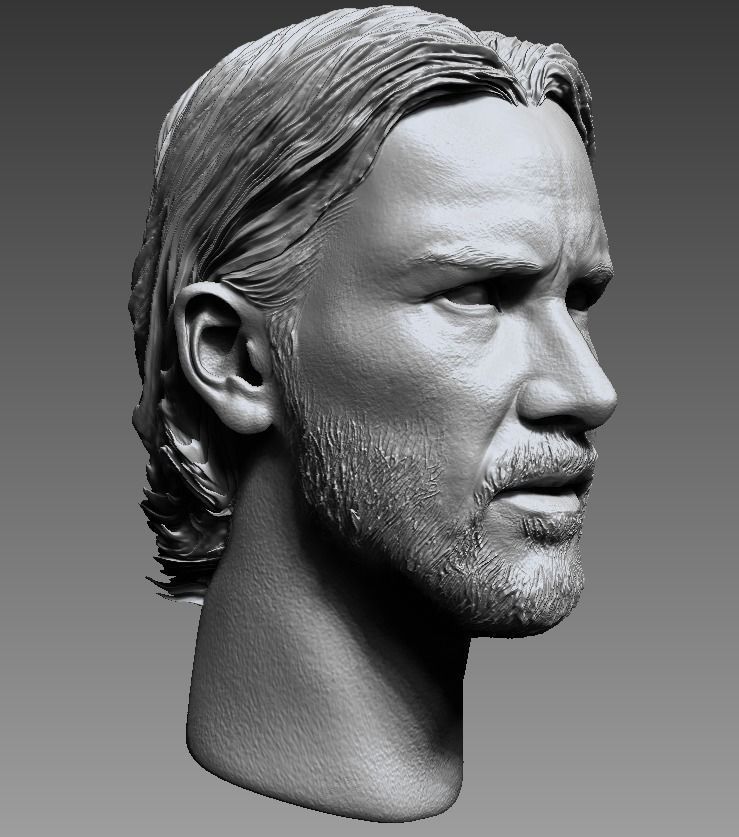 John Wick- Keanu Reeves headsculpt 3D print model_2