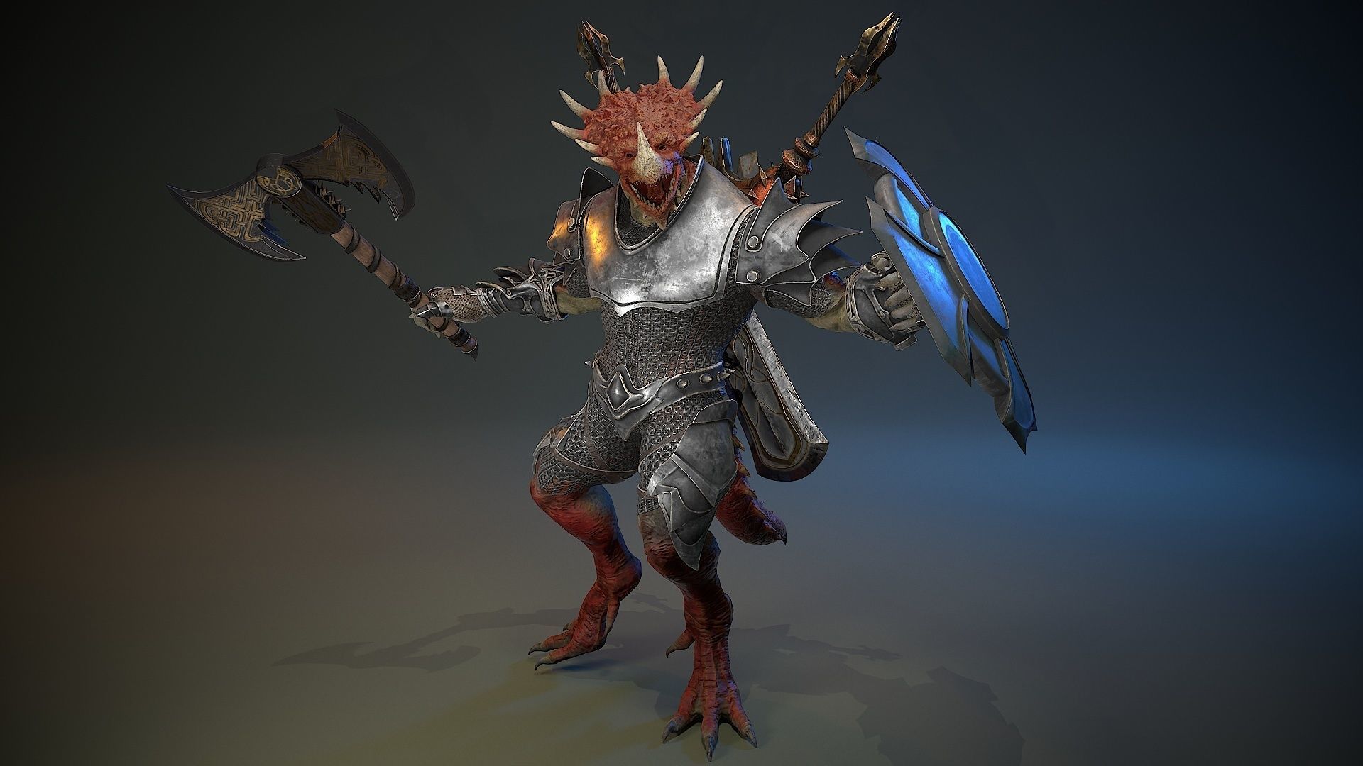 Dinosaur Knight Low-poly 3D model_6