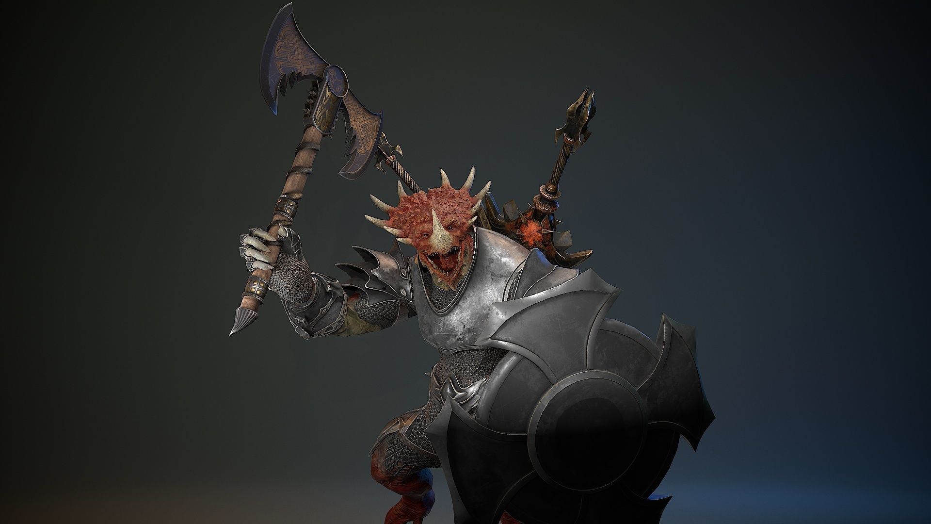 Dinosaur Knight Low-poly 3D model_10