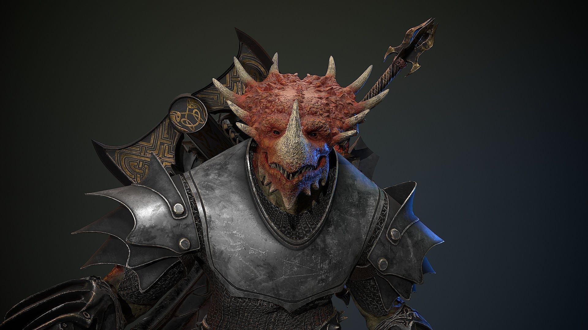 Dinosaur Knight Low-poly 3D model_5