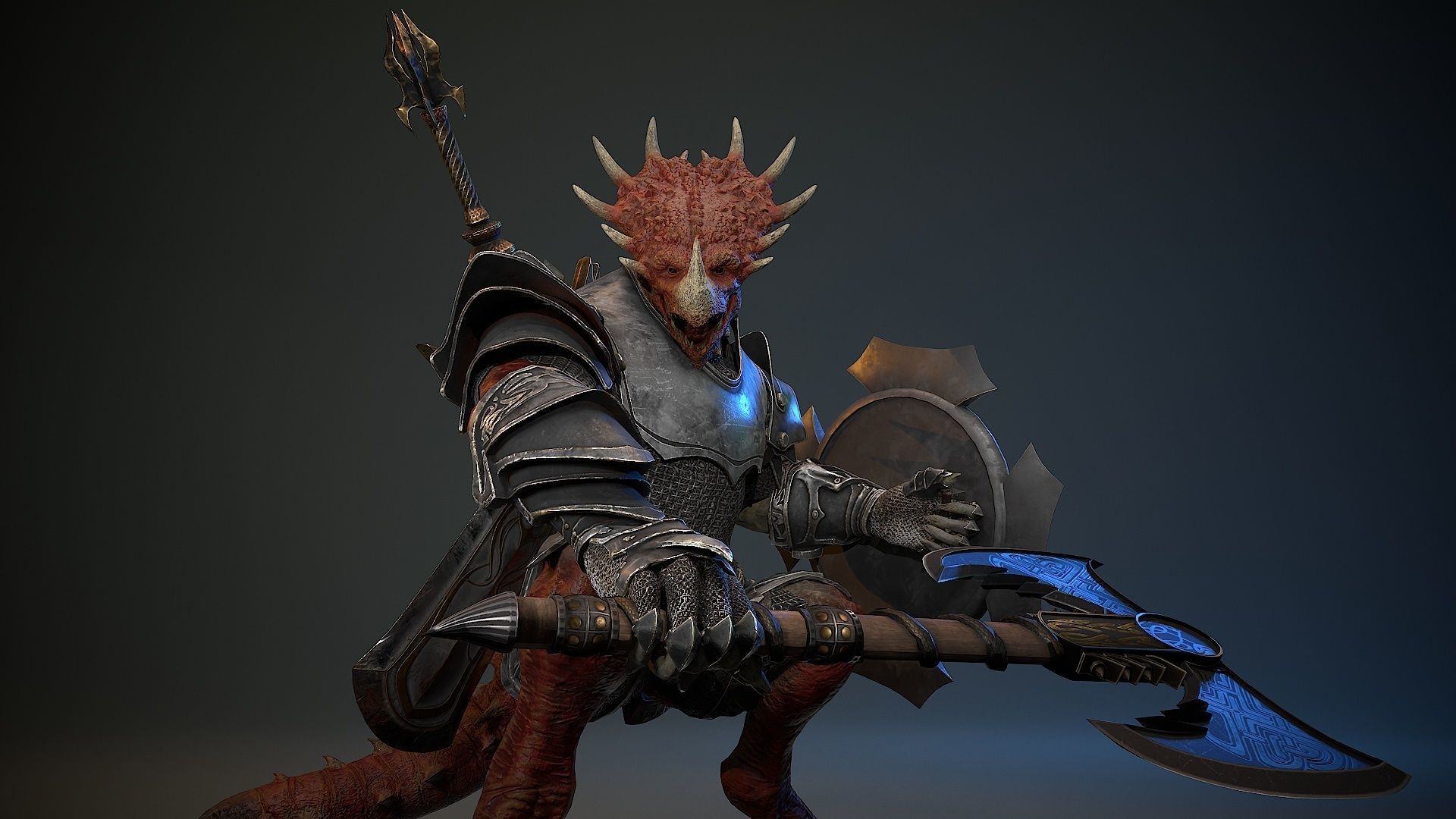 Dinosaur Knight Low-poly 3D model_8