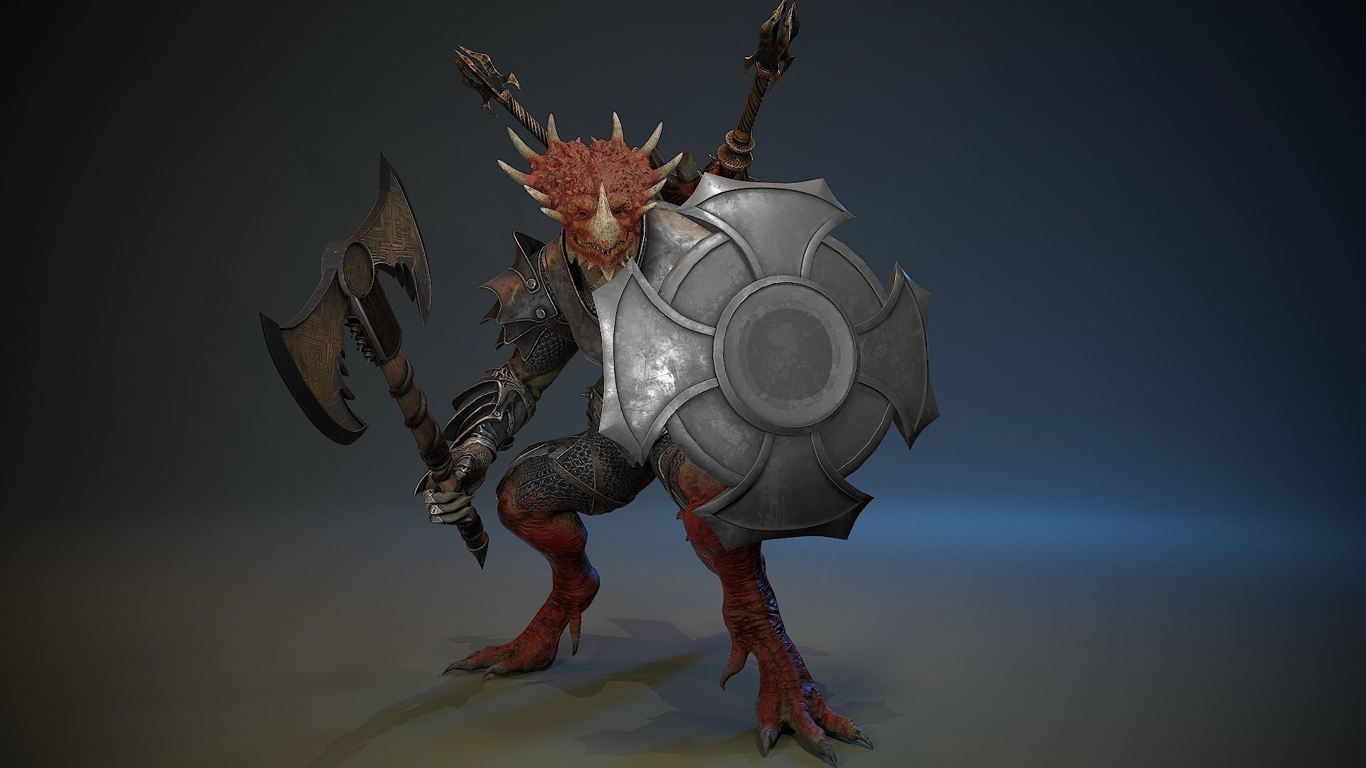 Dinosaur Knight Low-poly 3D model_4