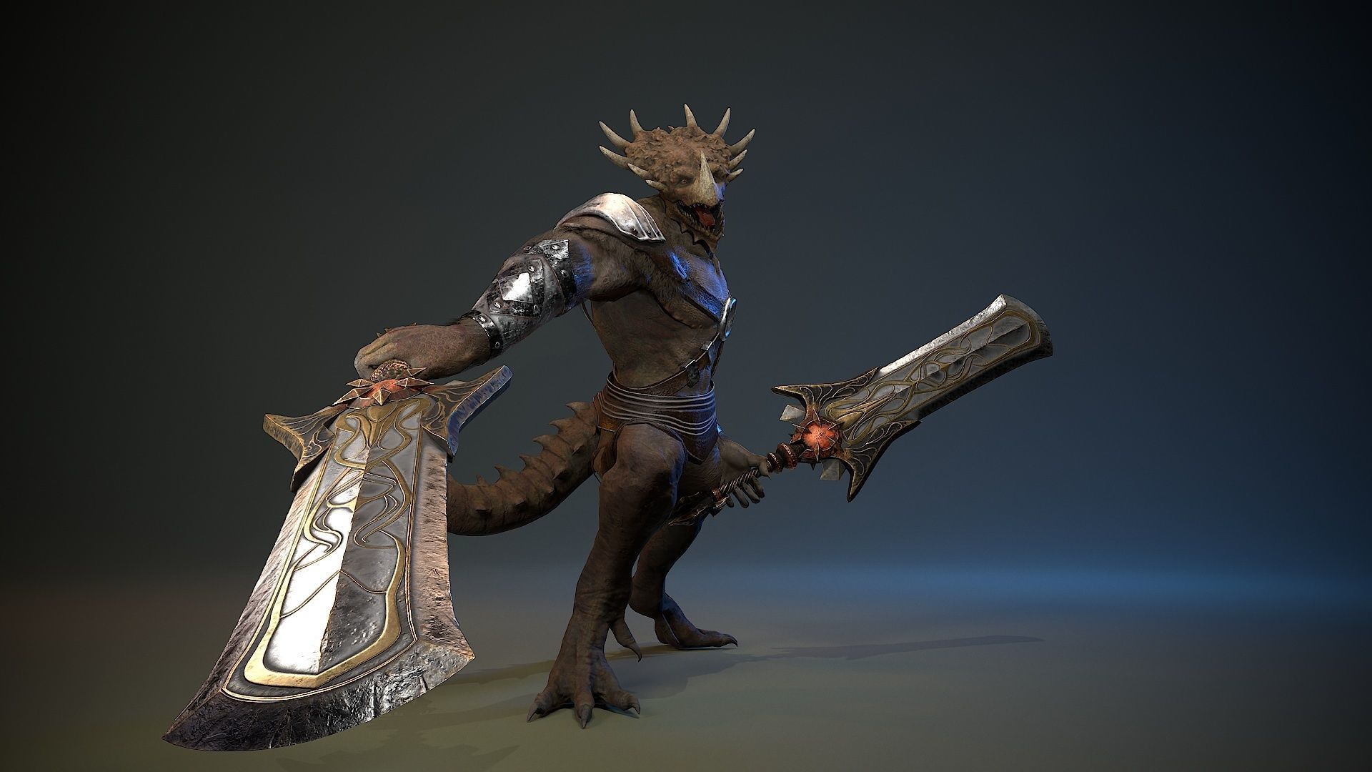 Dinosaur Knight Low-poly 3D model_11