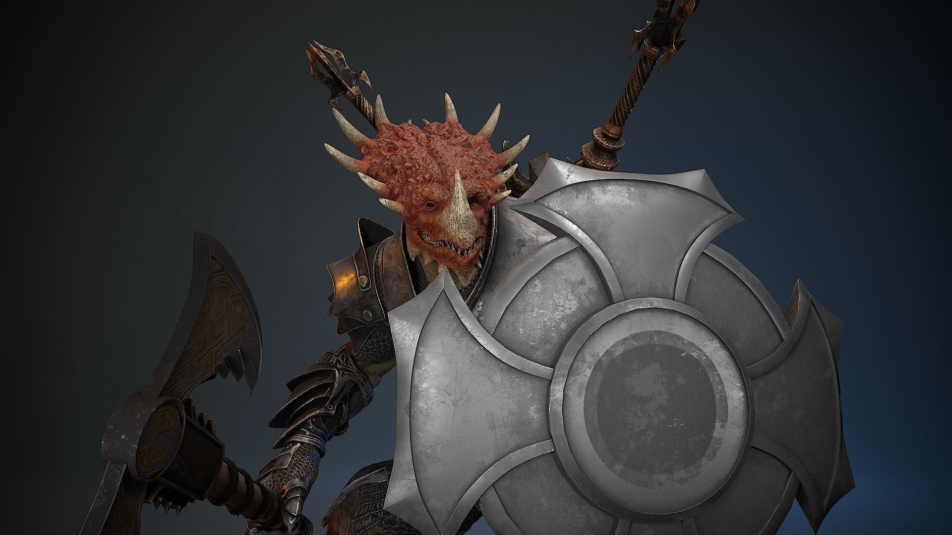 Dinosaur Knight Low-poly 3D model_9