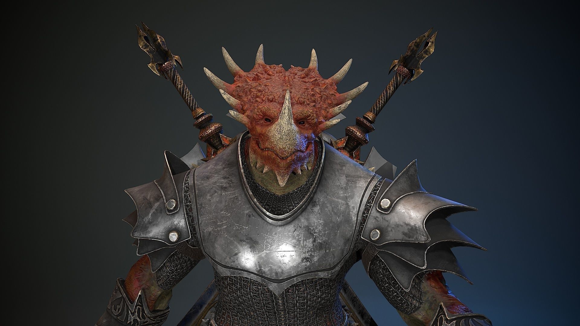 Dinosaur Knight Low-poly 3D model_3