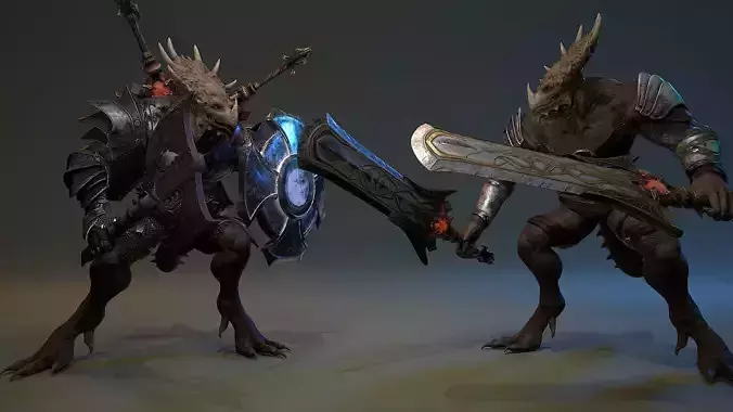 Dinosaur Knight Low-poly 3D model