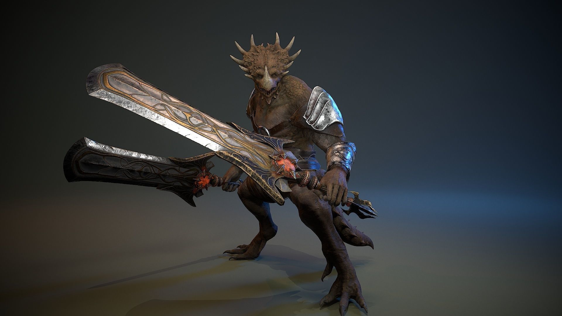 Dinosaur Knight Low-poly 3D model_16