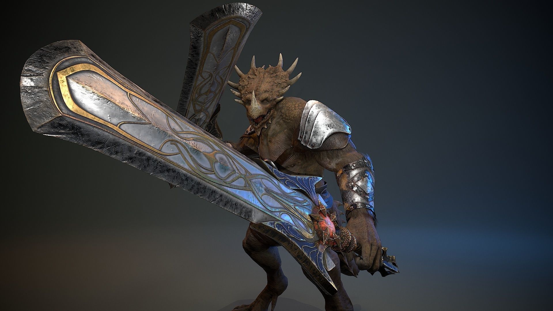 Dinosaur Knight Low-poly 3D model_14