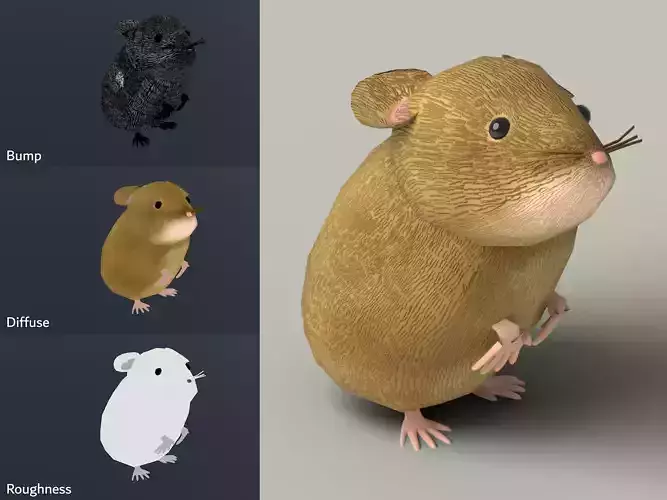 European Field Mouse Free low-poly 3D model