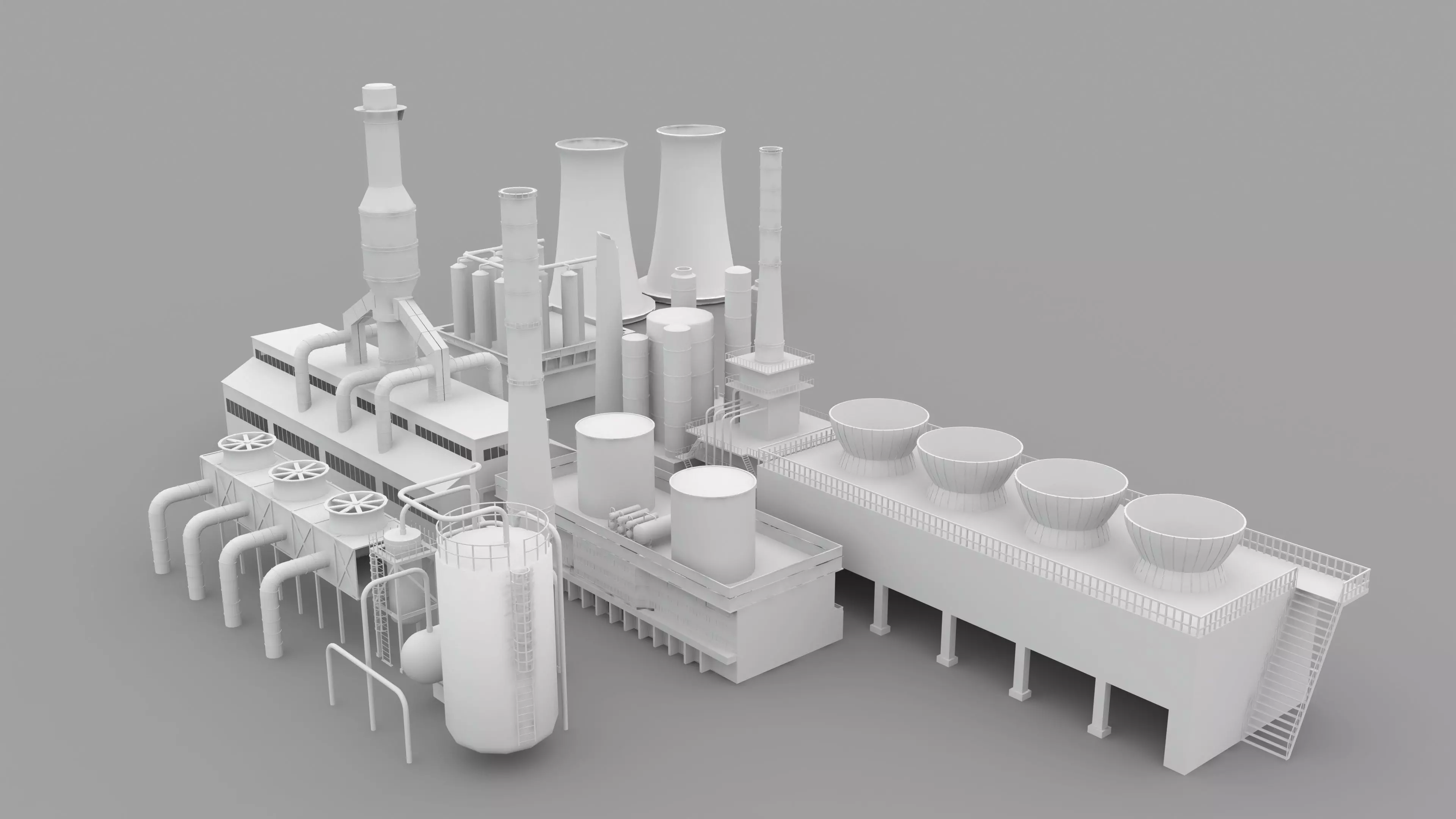 Low-Poly Industrial Plant 3D model