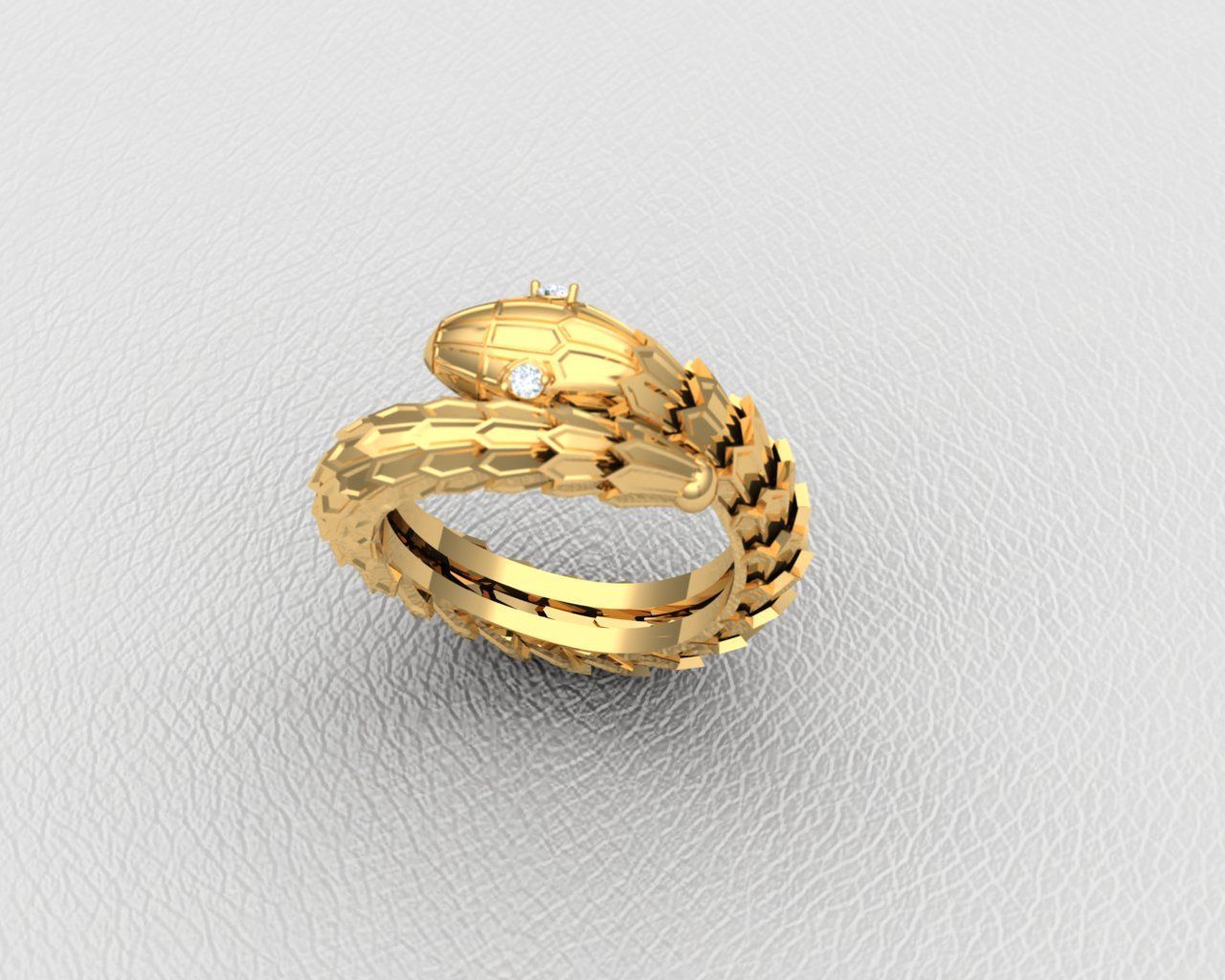 Serpenty snake ring - flexed and riged versions 3D print model 3D print model_1