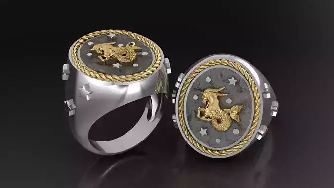 Zodiac Ring Capricorn 3D print model